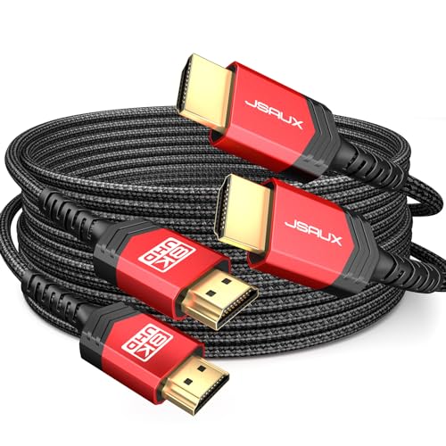 JSAUX 8K HDMI Cables 2.1 - High-Speed 10FT Dual Pack for Enhanced Gaming and Entertainment