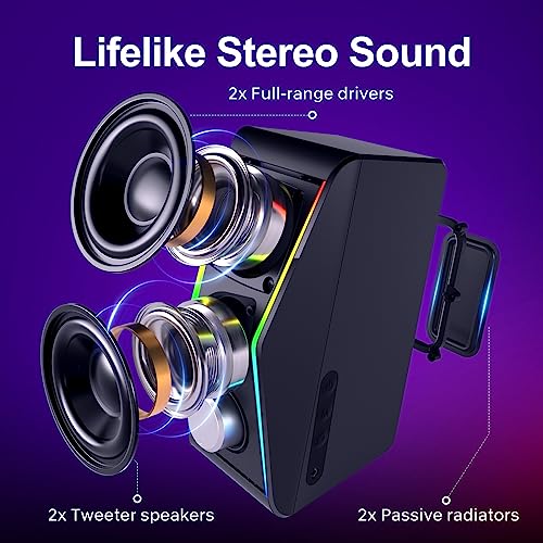 Nylavee Hi-Fi Stereo Gaming Speakers with Dynamic Lighting