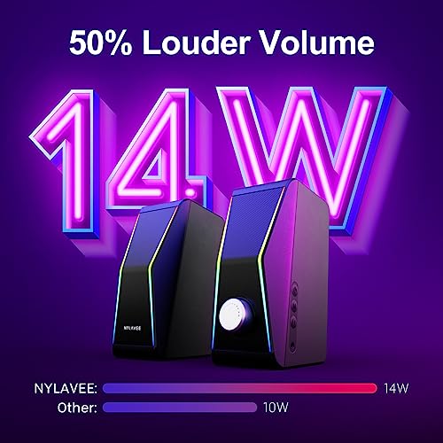 Nylavee Hi-Fi Stereo Gaming Speakers with Dynamic Lighting