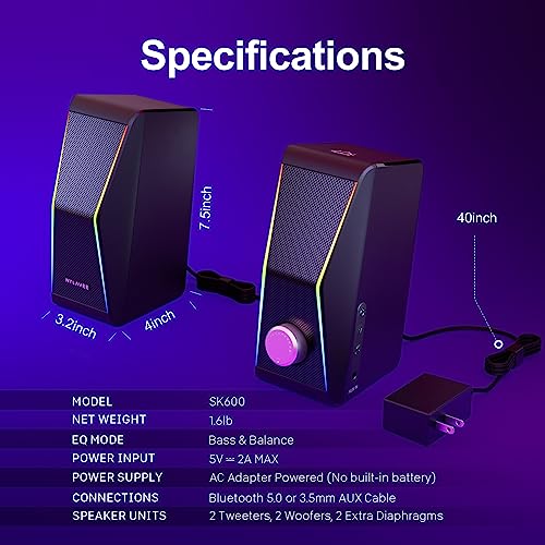 Nylavee Hi-Fi Stereo Gaming Speakers with Dynamic Lighting