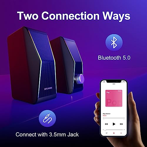 Nylavee Hi-Fi Stereo Gaming Speakers with Dynamic Lighting