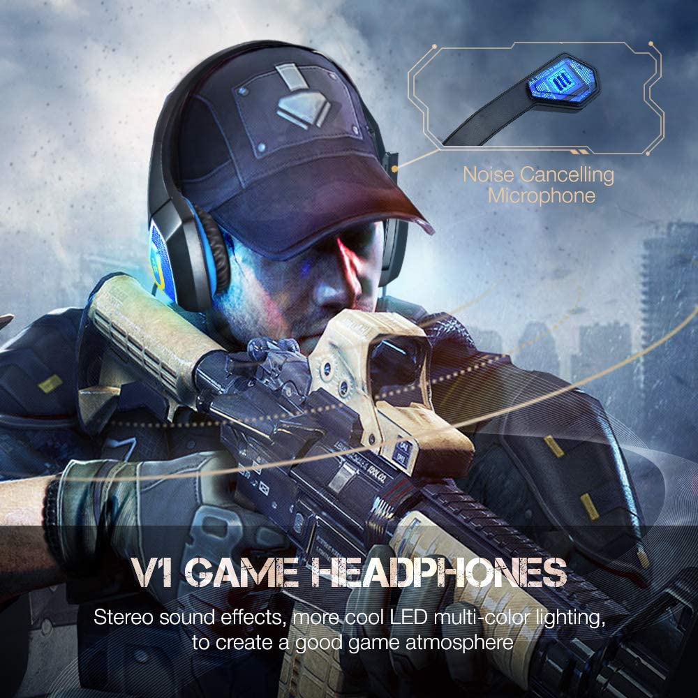 Red Noise-Cancelling Stereo Headphones with Microphone