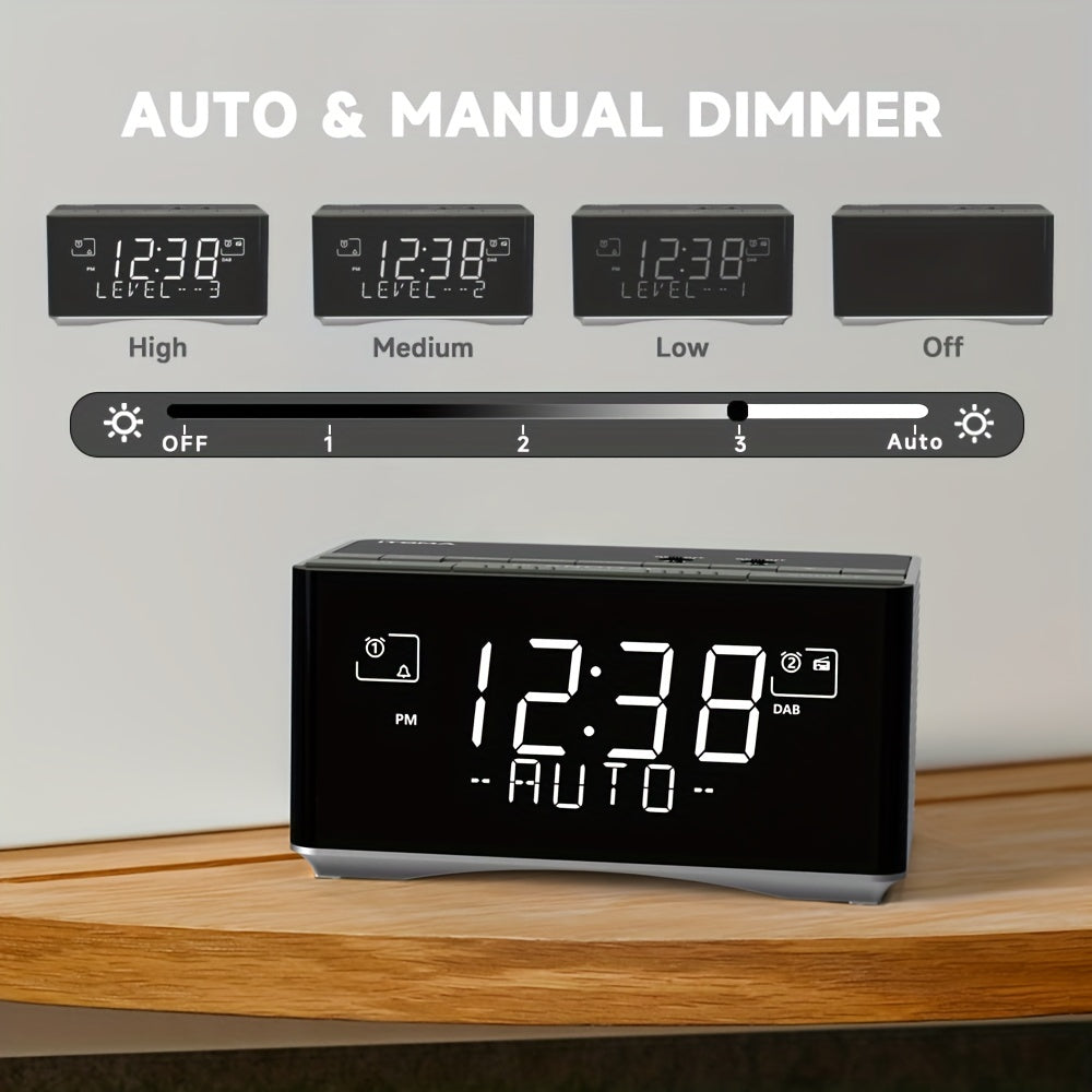 Bluetooth Digital Alarm Clock with FM/DAB Radio and USB Charging