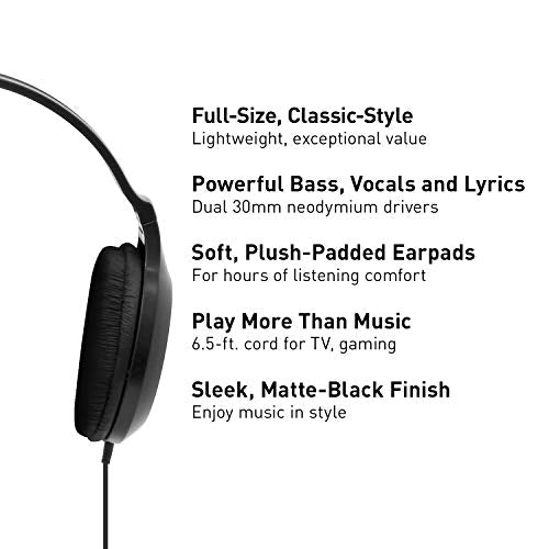 Panasonic RP-HT161-K Black Over-Ear Headphones with Powerful Bass