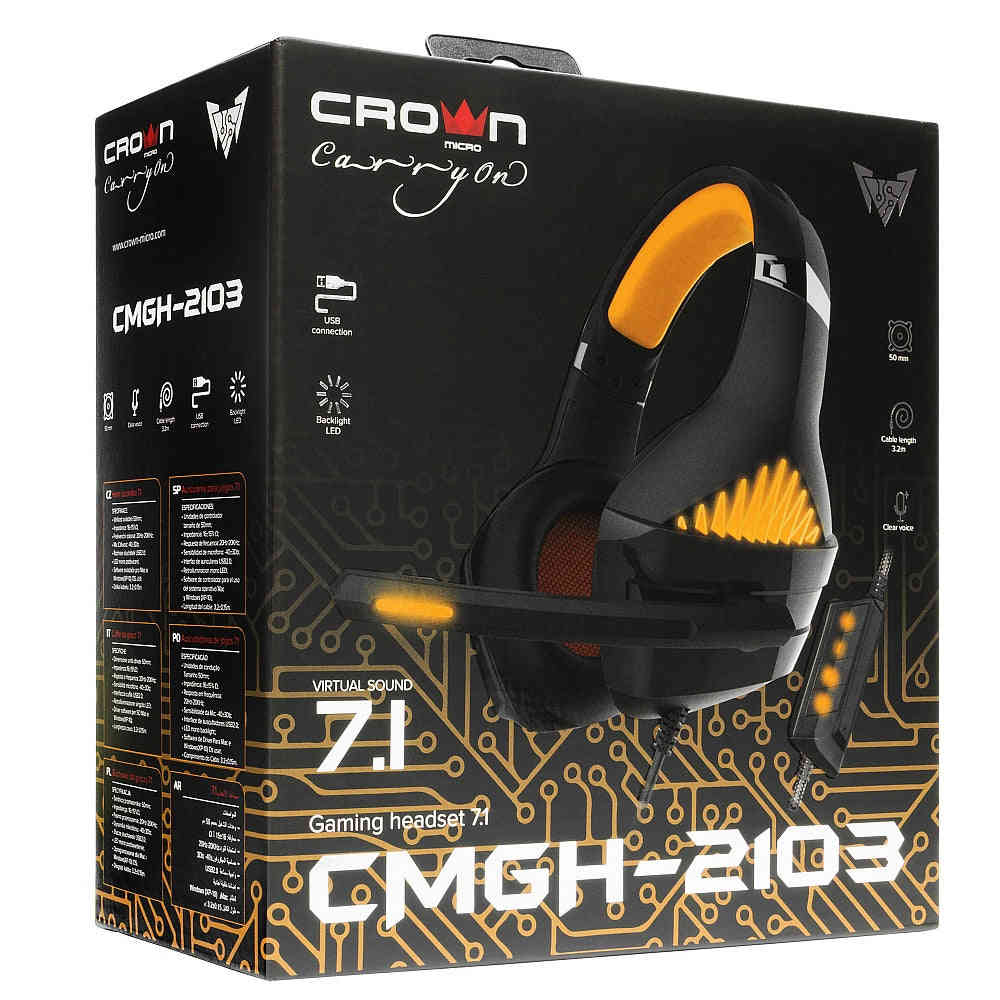 Immersive Gaming Headset with USB Wired Audio and Microphone - Orange