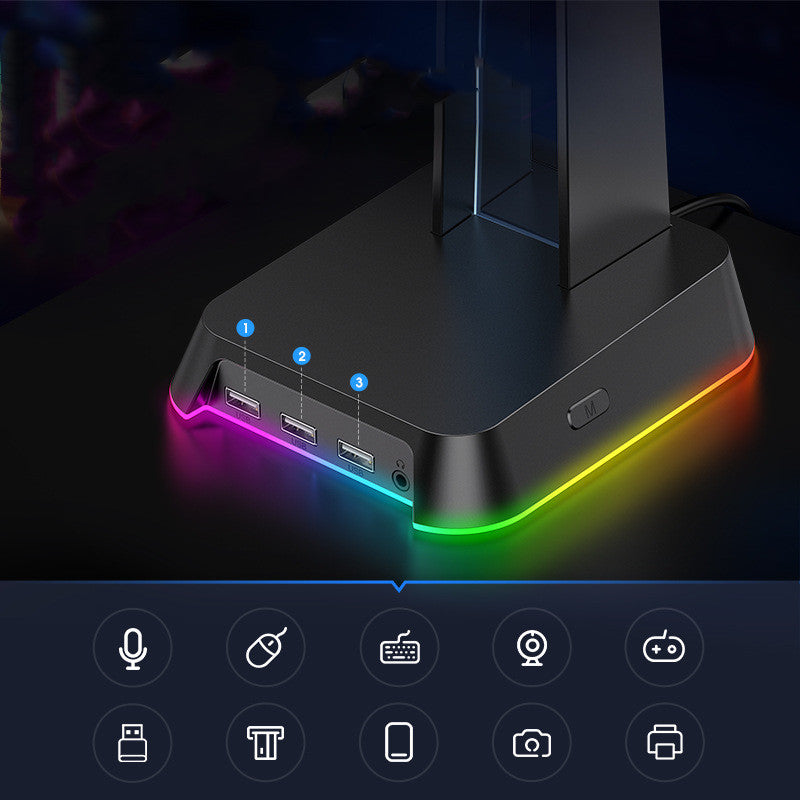 Stylish RGB Illuminated Headphone Stand with Detachable Display - ST2