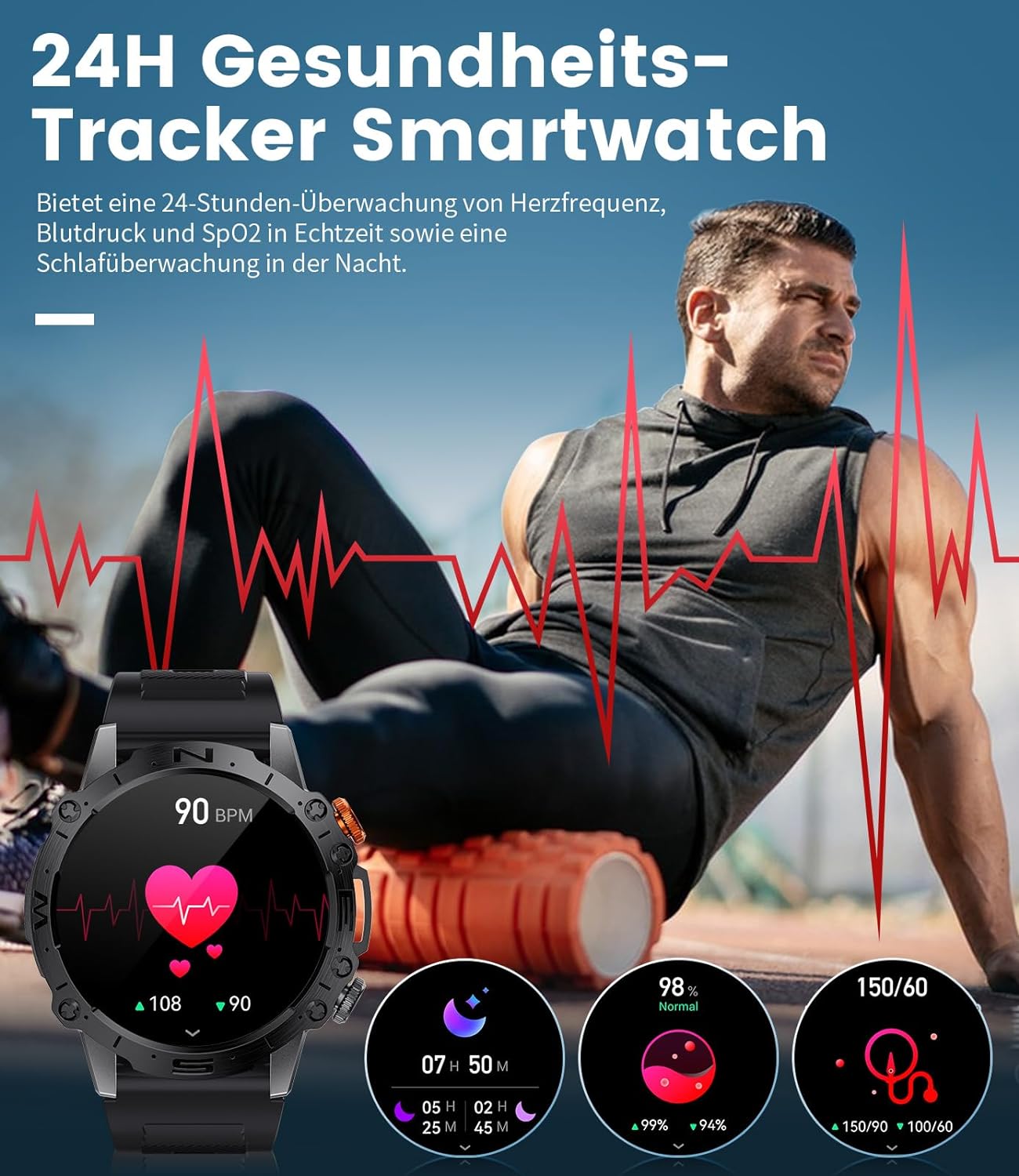 Nektom K60 Rugged Smartwatch with AMOLED Display