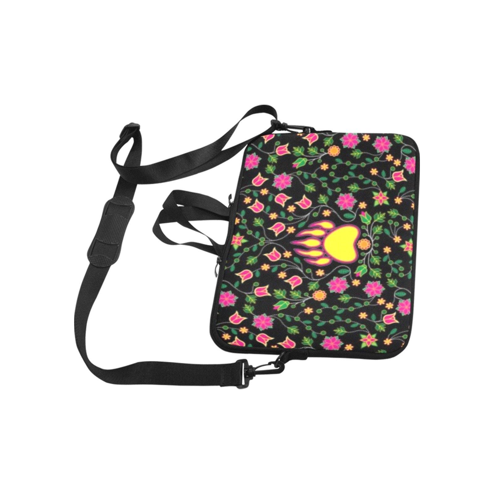 Floral Bearpaw Neoprene Laptop Sleeve - Pink and Yellow