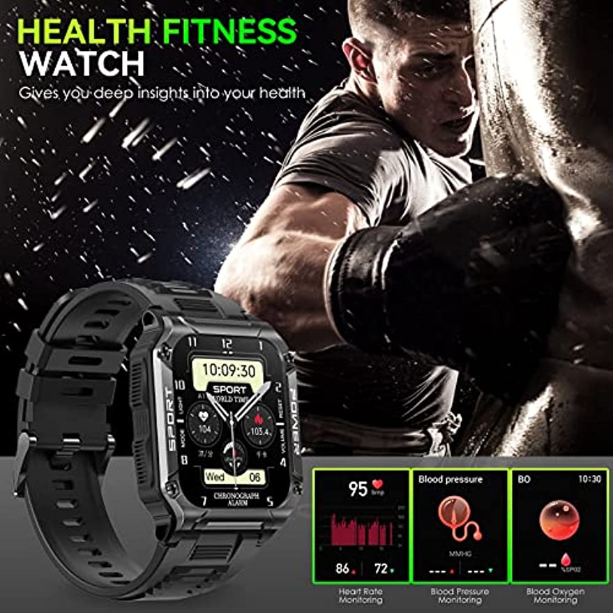 Rugged NEKTOM NX6 Smartwatch for Men - Military-Grade HD Display, Tactical Sports Watch