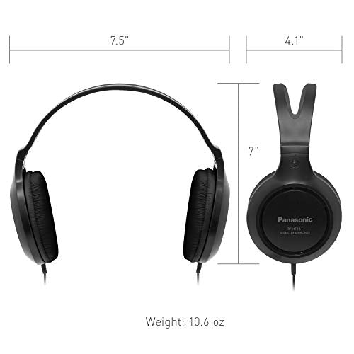 Panasonic RP-HT161-K Black Over-Ear Headphones with Powerful Bass