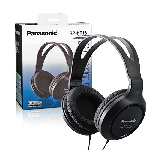 Panasonic RP-HT161-K Black Over-Ear Headphones with Powerful Bass