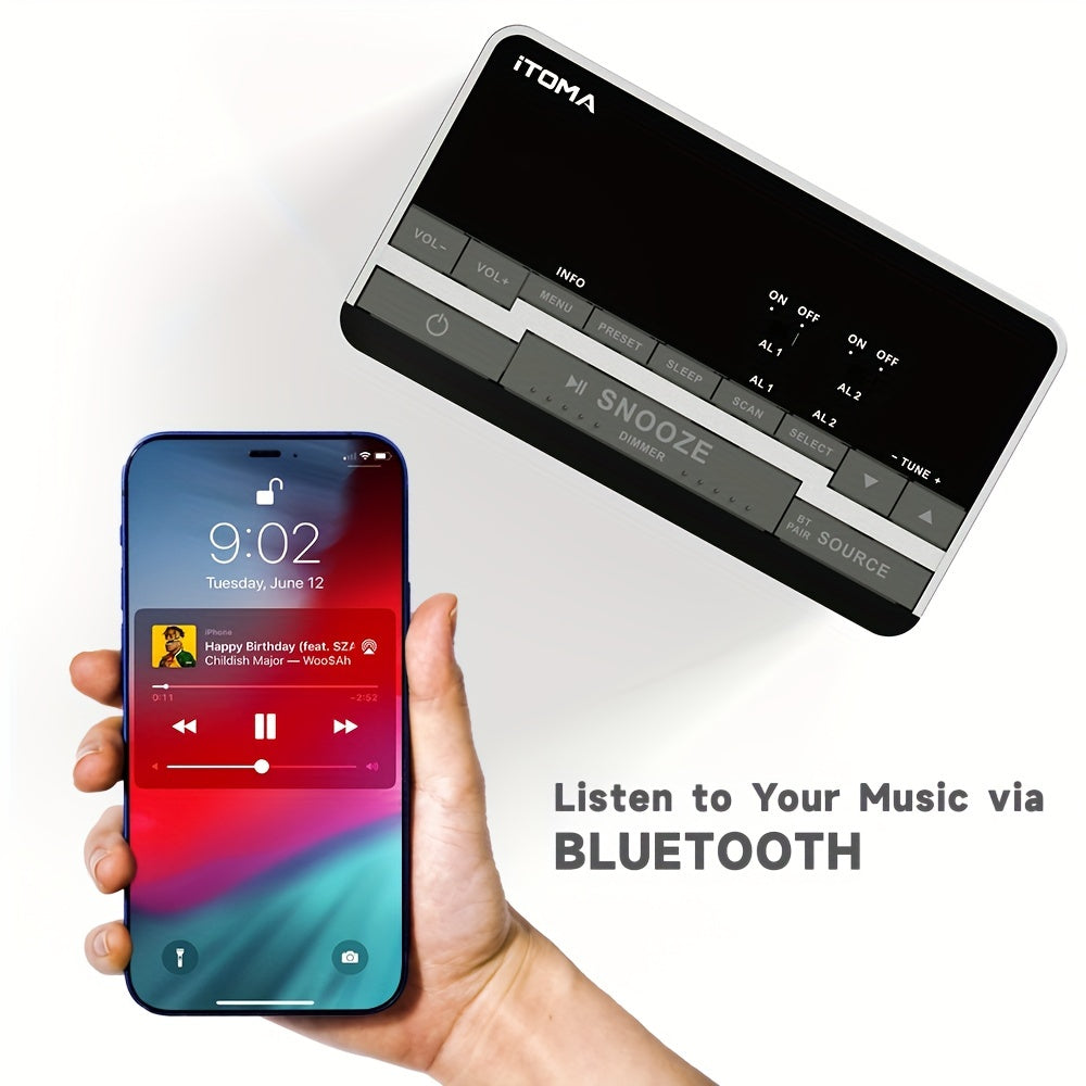 Bluetooth Digital Alarm Clock with FM/DAB Radio and USB Charging