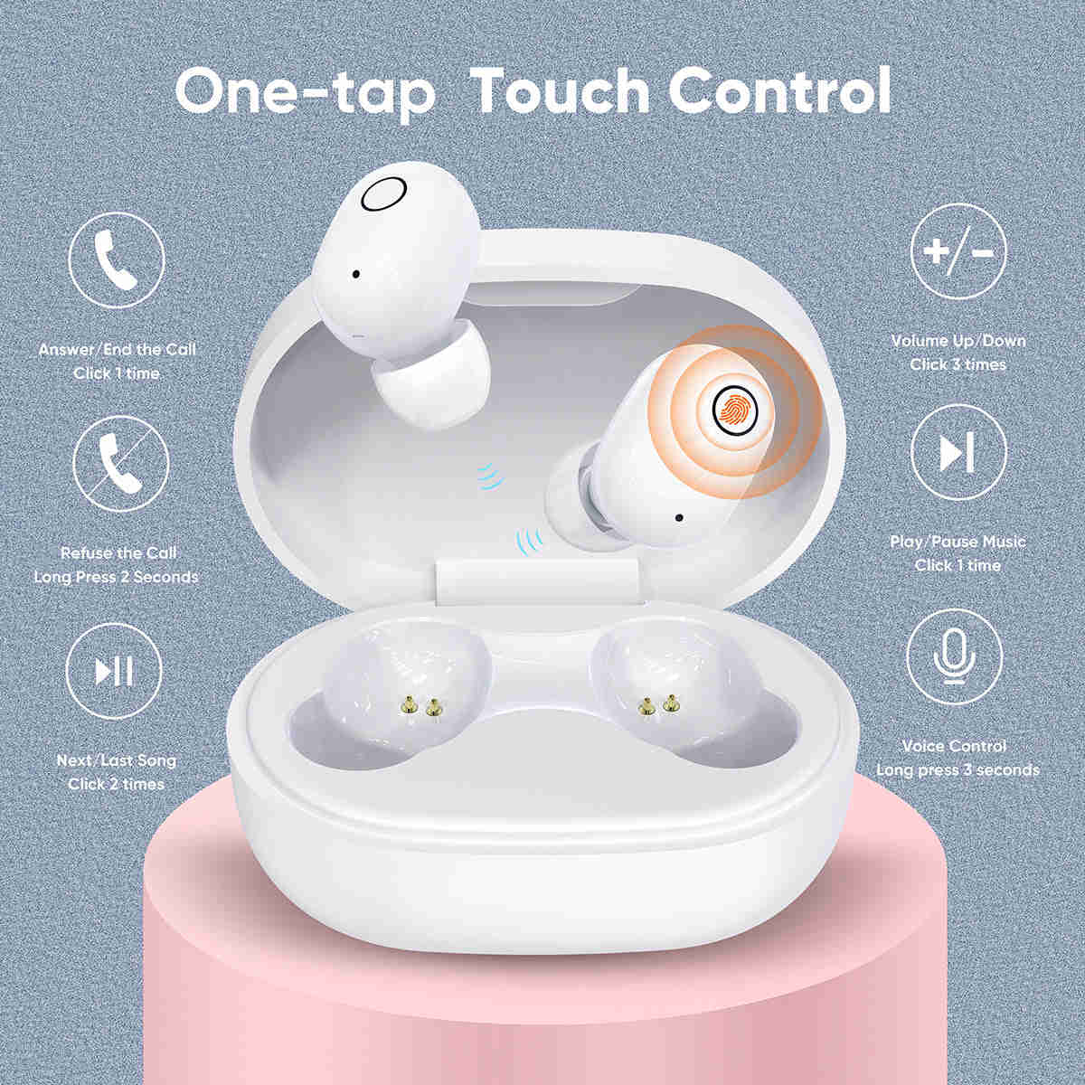 Premium Wireless TWS Earbuds with Enhanced Bass and Touch Controls