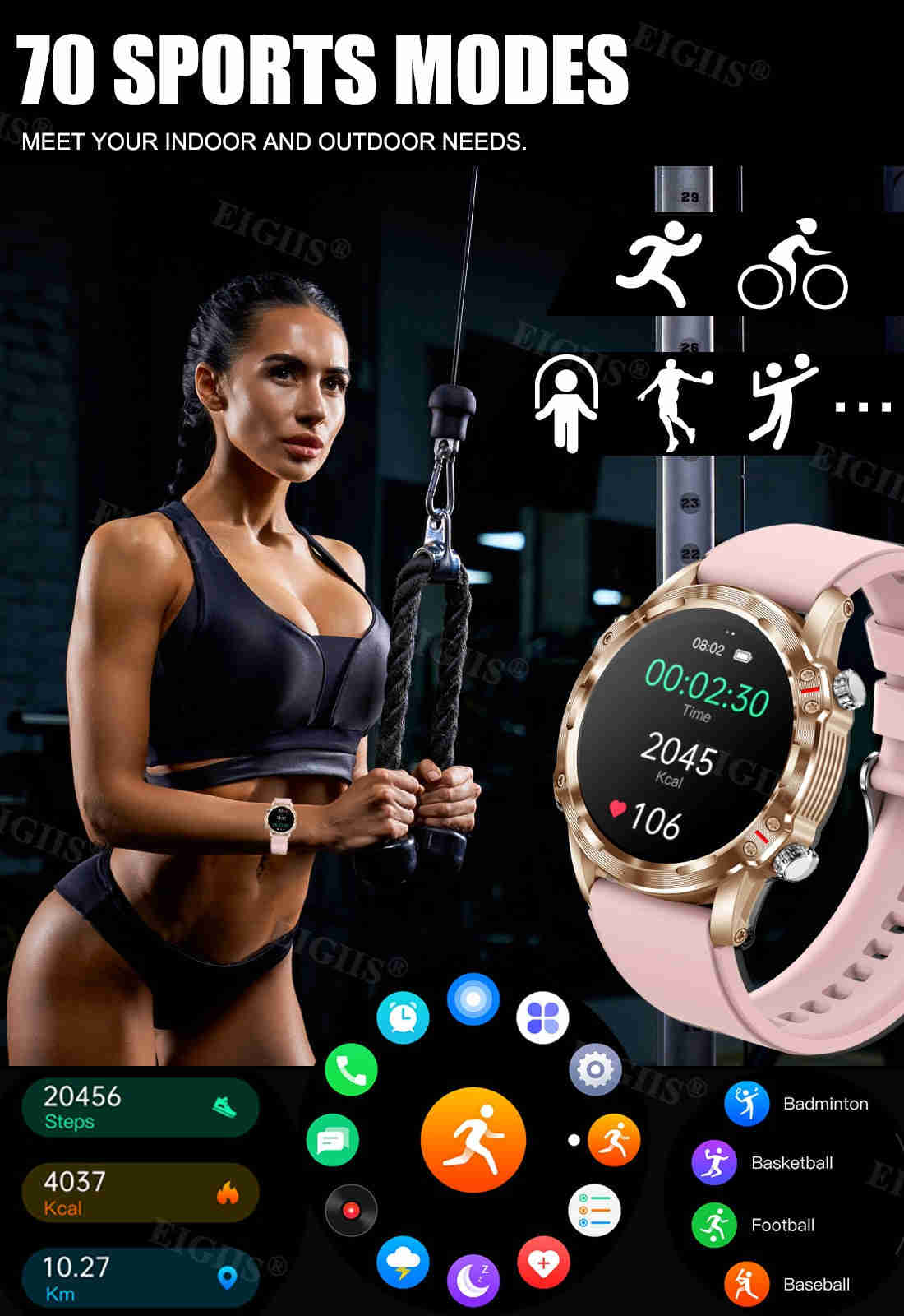 NEKTOM 1.32" Full Touch Screen Smartwatch CF89 - Sporty Style with Advanced Features
