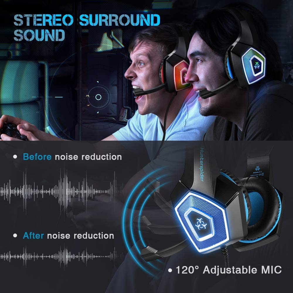 Red Noise-Cancelling Stereo Headphones with Microphone
