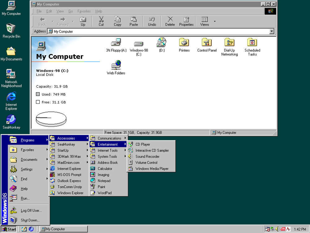 Retro Gaming PC - Windows 98/XP/DOS, 128GB SSD, OPL3 Sound, Floppy Drive