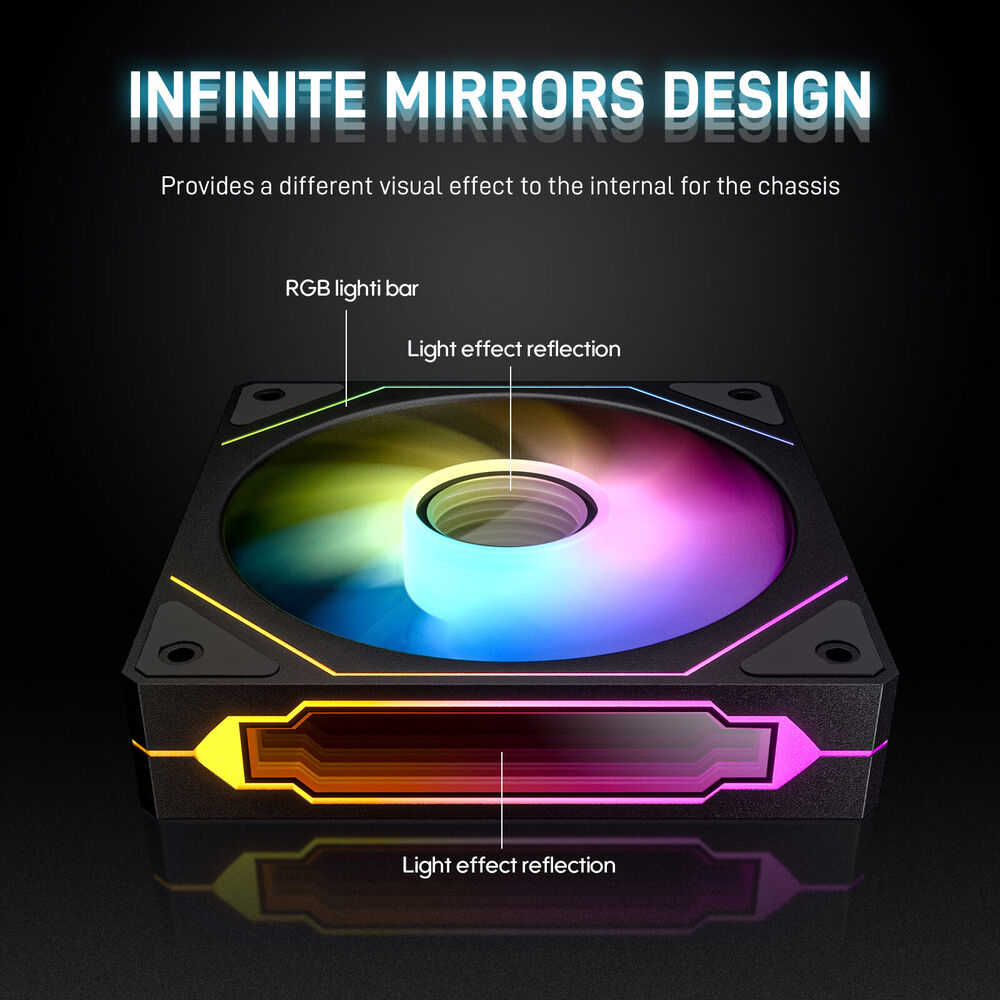 DARKROCK F120 3-in-1 120mm RGB Cooling Fan with Infinite Mirror Design