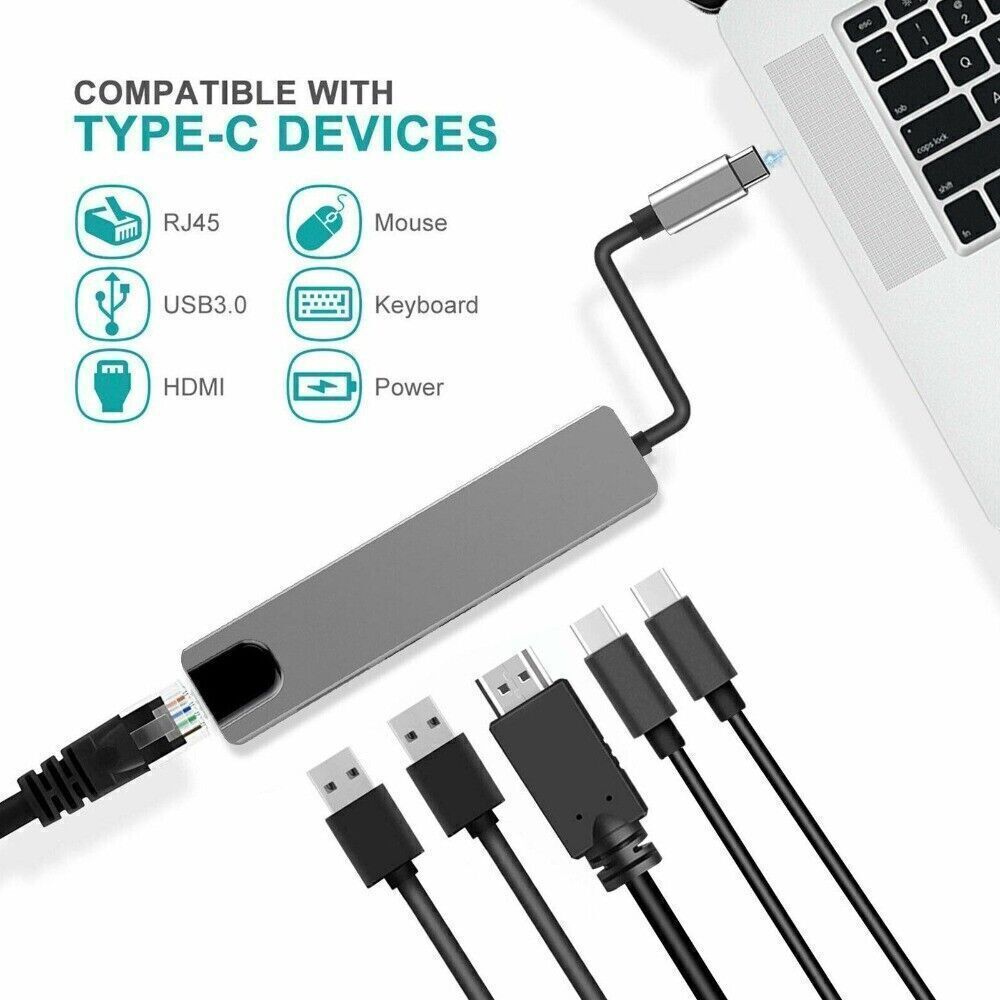 8-in-1 USB-C Hub Adapter with 4K HDMI, Ethernet, and USB Ports