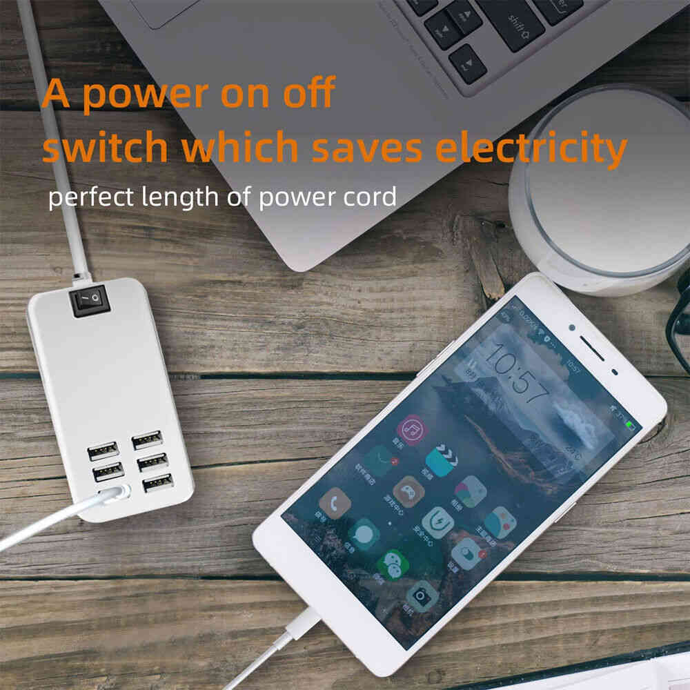 6-Port High-Speed USB Charging Station