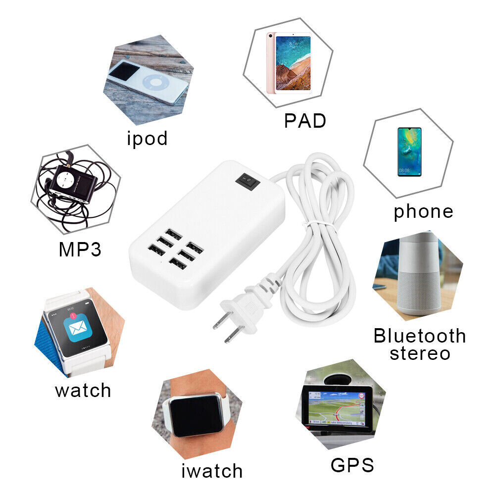 6-Port High-Speed USB Charging Station