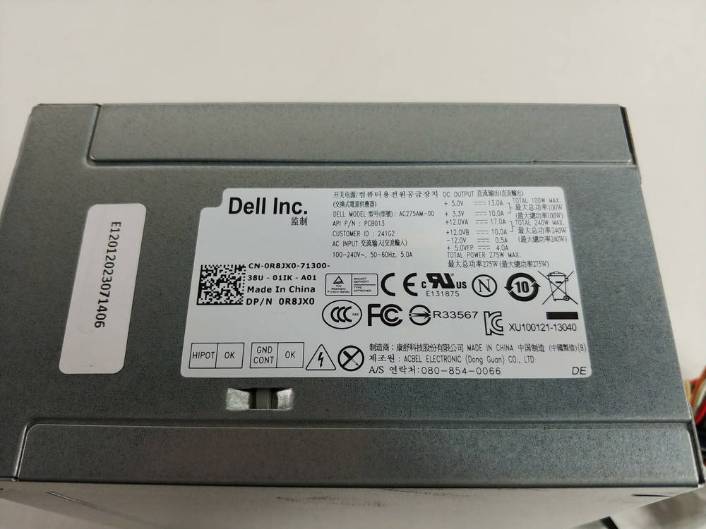Dell R8JX0 275W ATX Power Supply - Upgrade for Optiplex Desktops