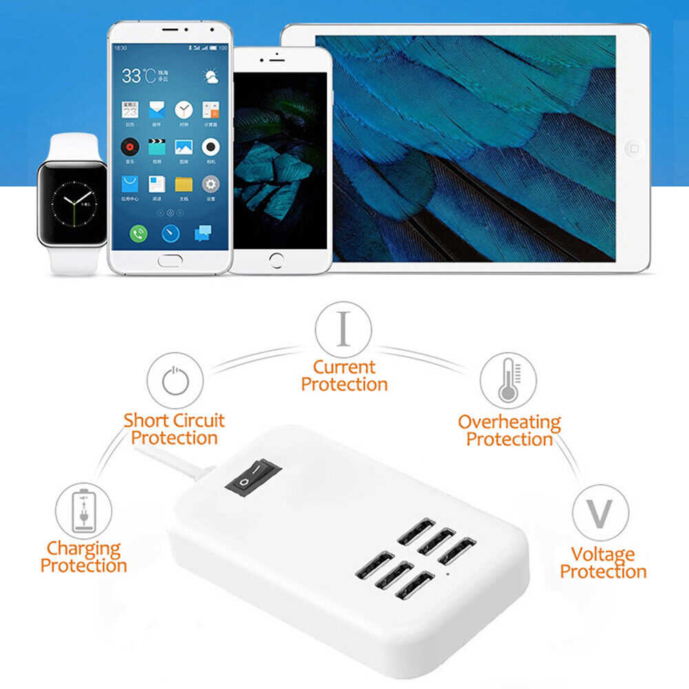 6-Port High-Speed USB Charging Station