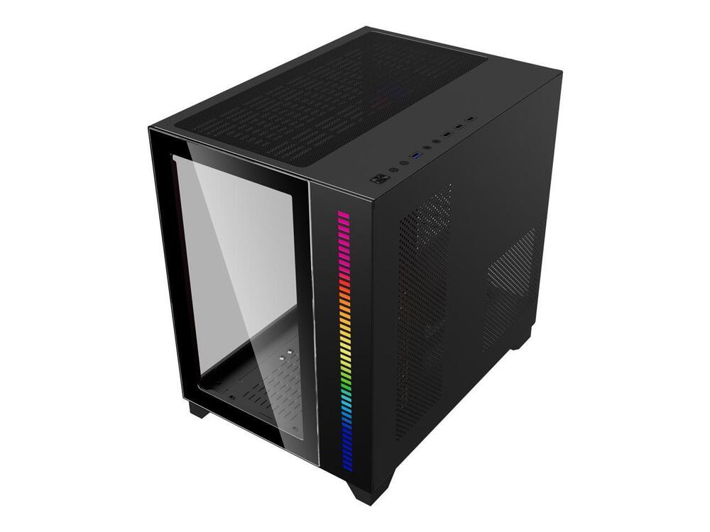 DIYPC ARGB-Q10-BK Gaming Computer Case with Dual Tempered Glass