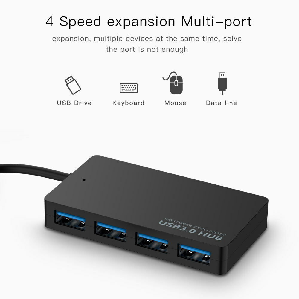 Enhanced Connectivity 4-Port USB 3.0 Hub with Power Adapter