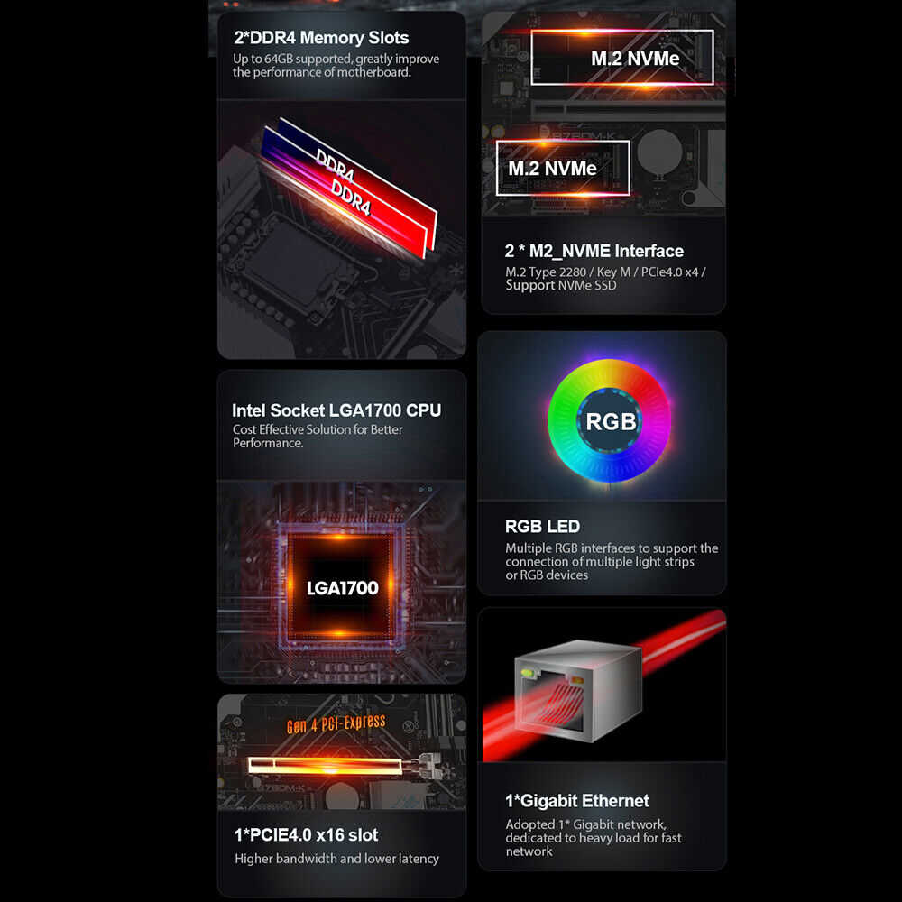 High-Performance GEN12/13 Desktop Motherboard with DDR4 RAM Support