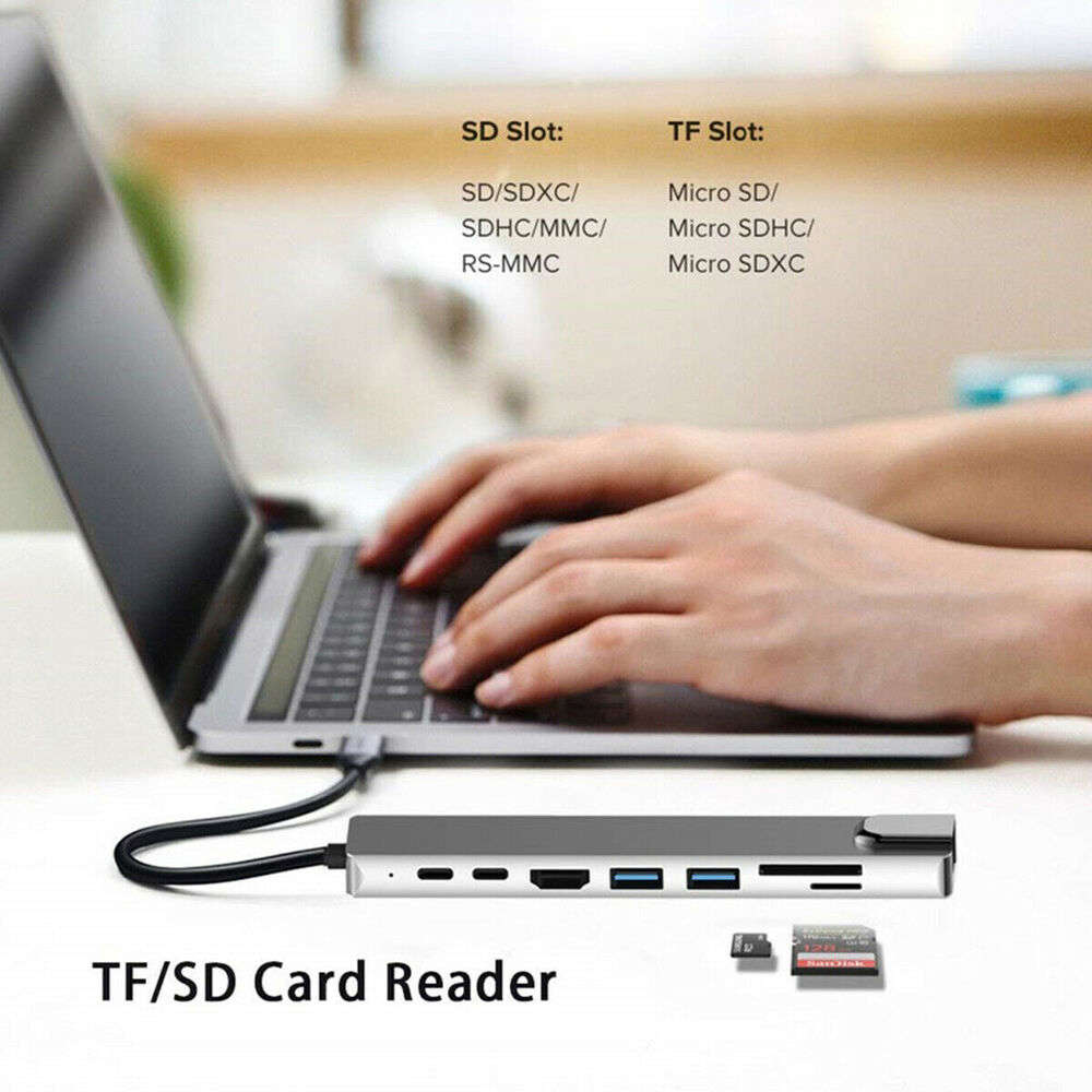 8-in-1 USB-C Hub Adapter with 4K HDMI, Ethernet, and USB Ports