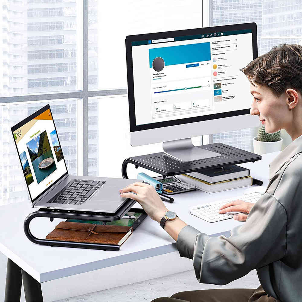 Enhanced Ergonomics with Vented Monitor Stand Riser