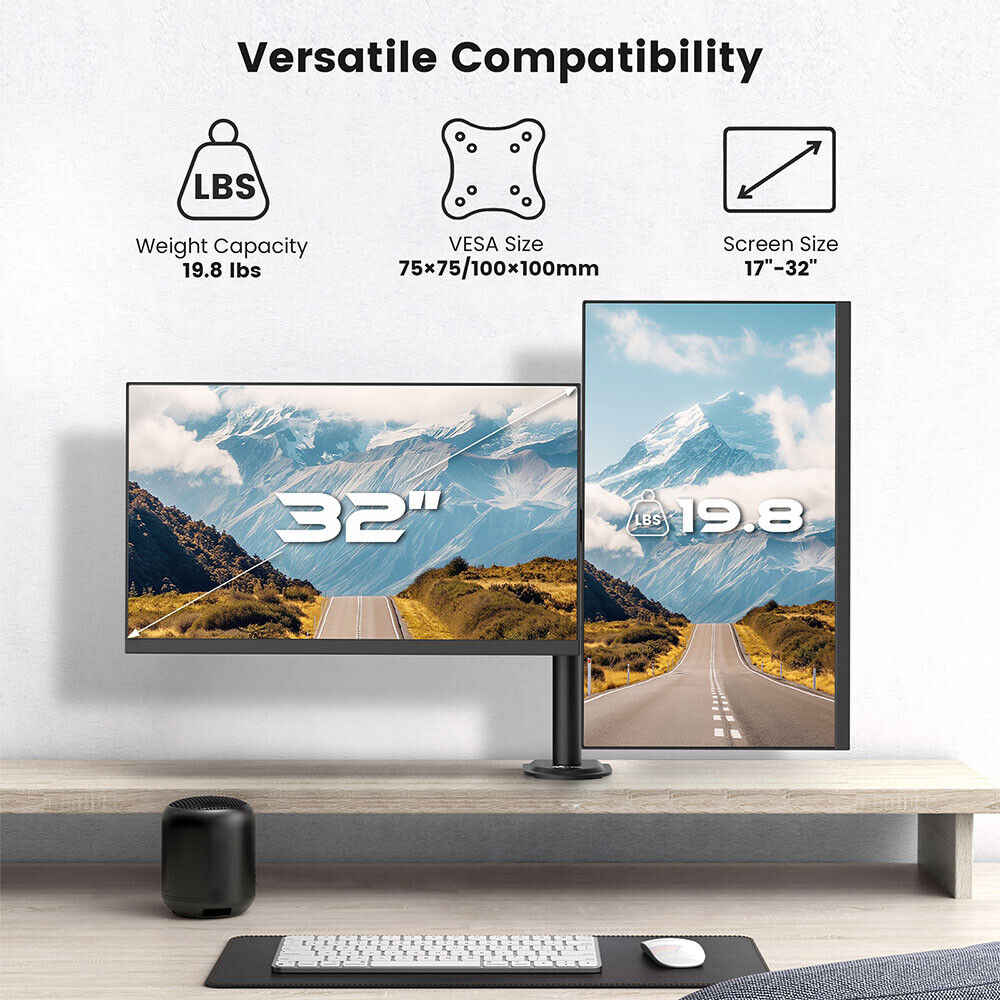 ACGAM Dual Monitor Stand - Premium Desk Mount for Enhanced Productivity