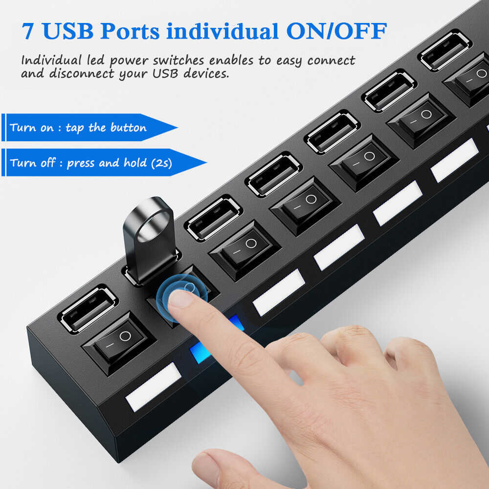 7-Port USB 3.0 Hub with AC Power for Enhanced Connectivity