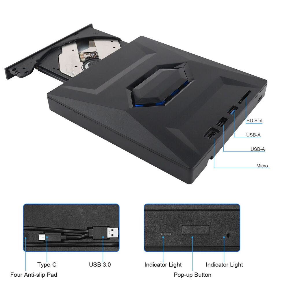 Ultra-Fast USB 3.0 External CD/DVD Drive for Enhanced Multimedia