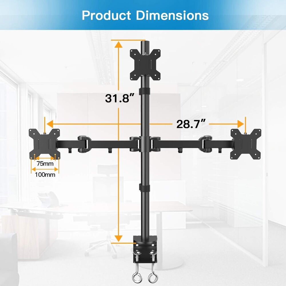 HNHM3 HUANUO Triple Monitor Stand - Versatile, Ergonomic, and Space-Efficient