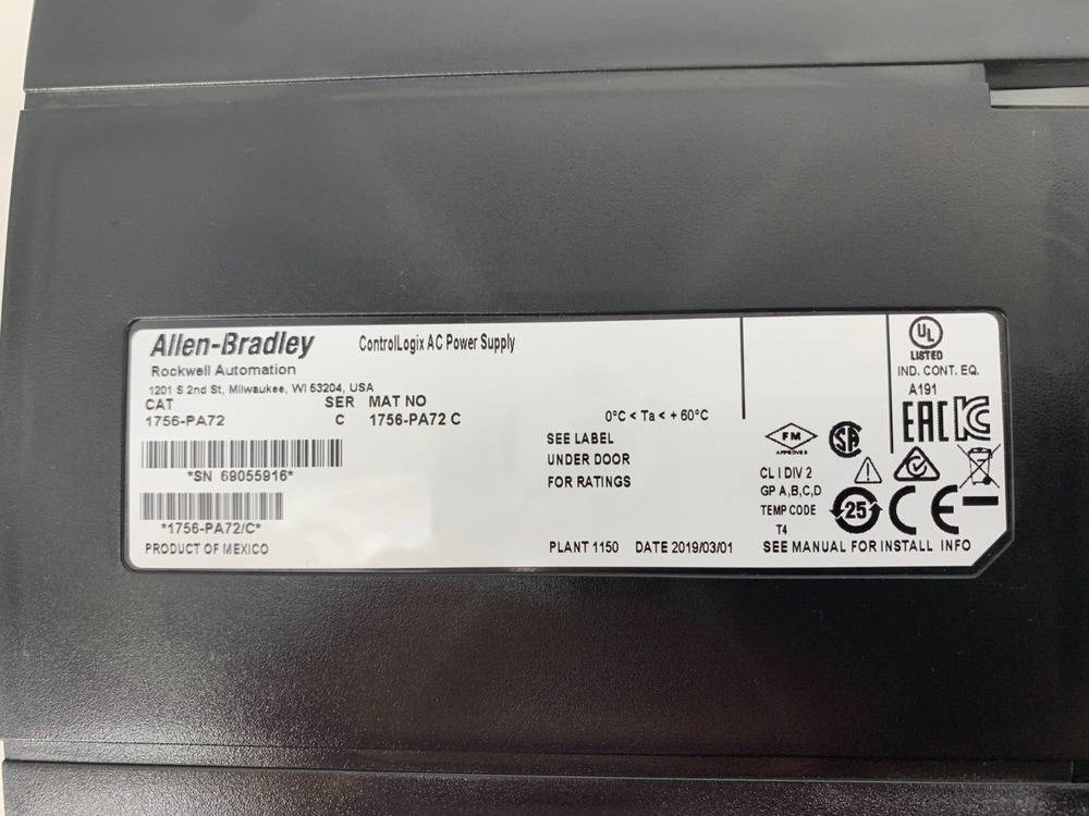 Allen-Bradley 1756-PA72 High-Performance ControlLogix Power Supply