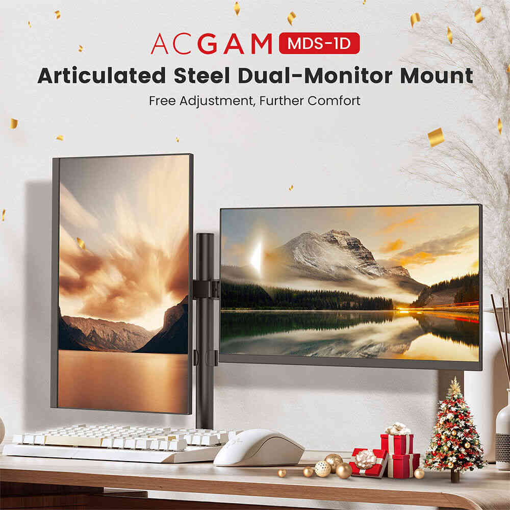 ACGAM Dual Monitor Stand - Premium Desk Mount for Enhanced Productivity