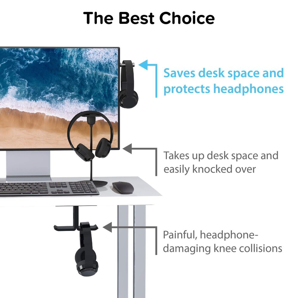 Ergonomic and Stylish - Premium Monitor Headphone Stand