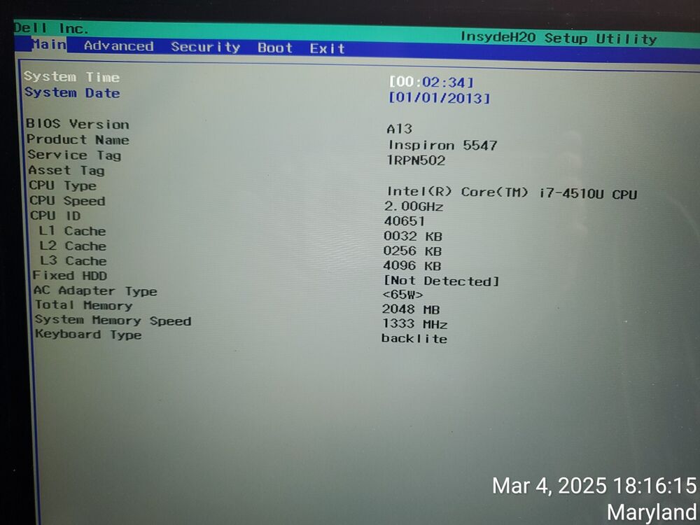 Dell Inspiron 15 5547 Laptop Motherboard with Intel Core i7-4510U Processor