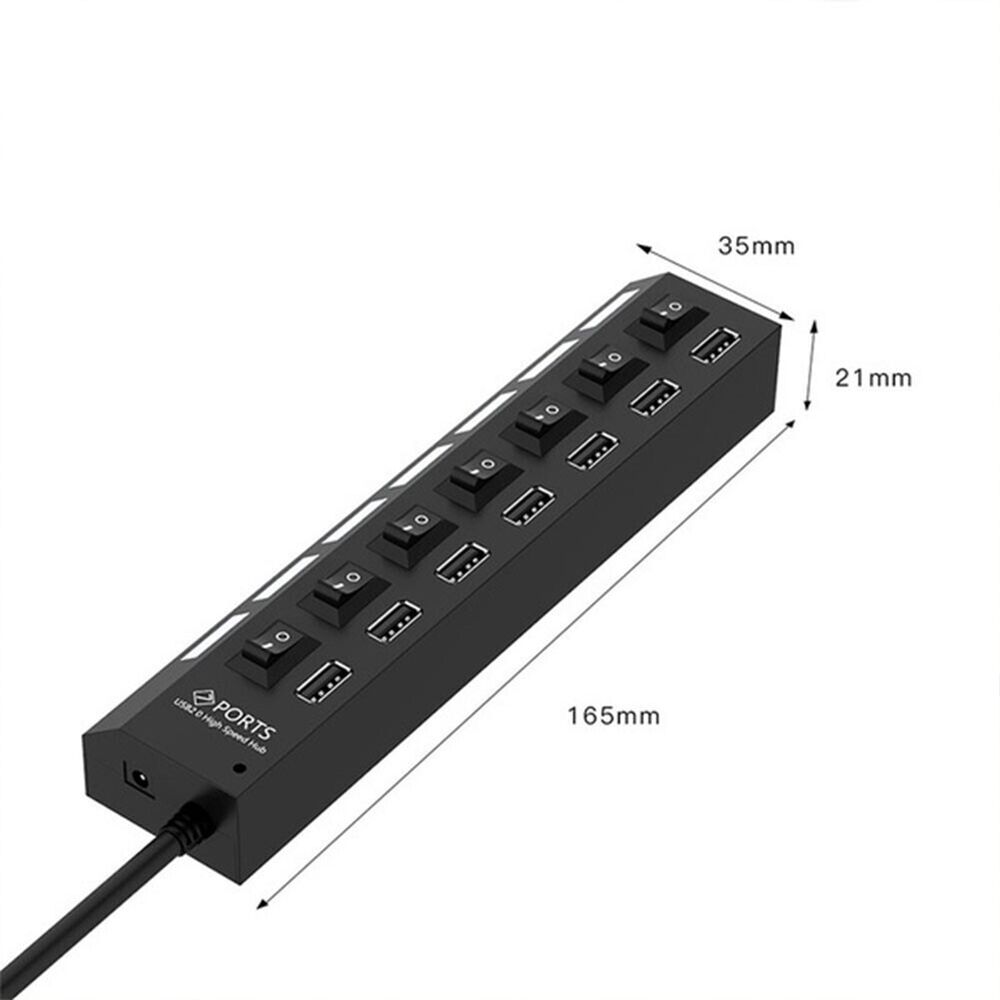 7-Port USB 2.0/3.0 Hub Splitter Adapter for Enhanced Connectivity