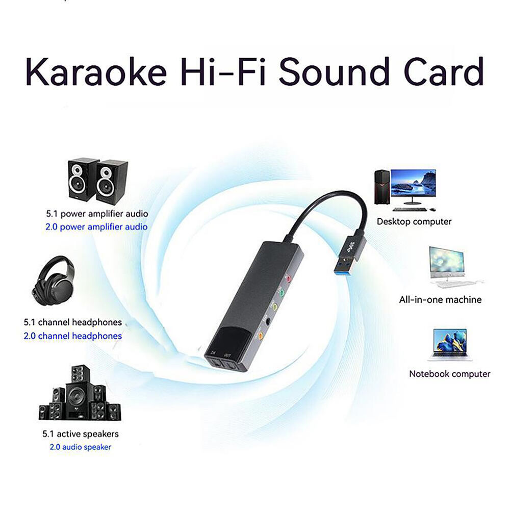 Enhanced Audio Experience with Portable 5.1 Channel USB Sound Card
