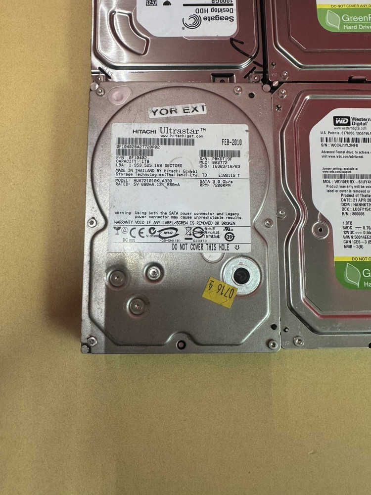 10x 1TB 3.5" SATA HDDs - Mixed Brands, Desktop Hard Drives
