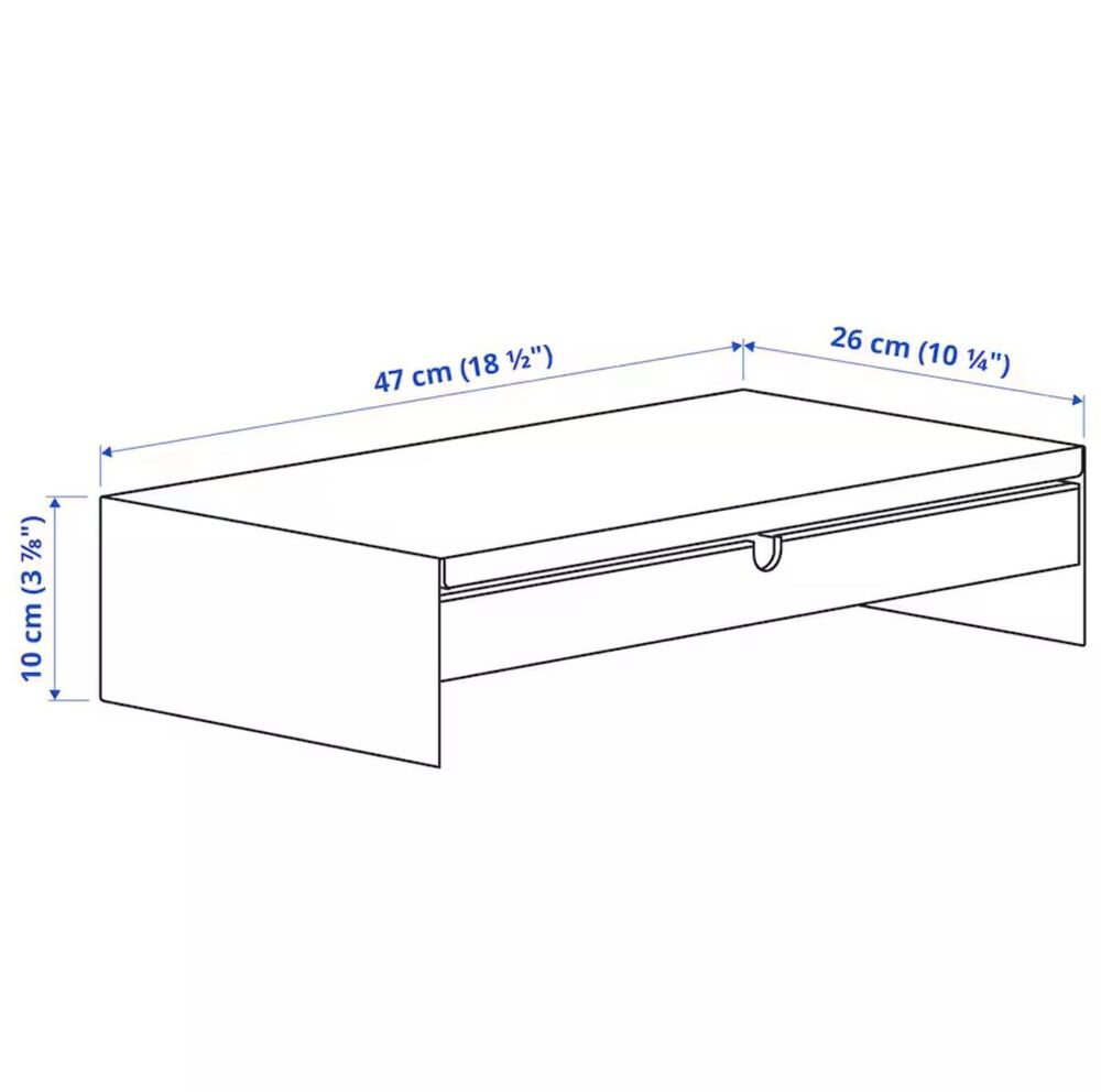 Ikea ELLOVEN Monitor Stand with Storage Drawer - White