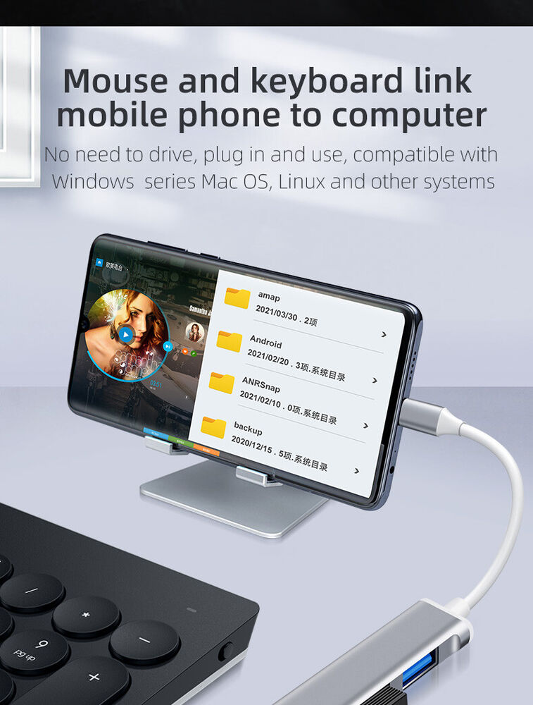 4-Port USB-C Hub Splitter Adapter for Enhanced Connectivity