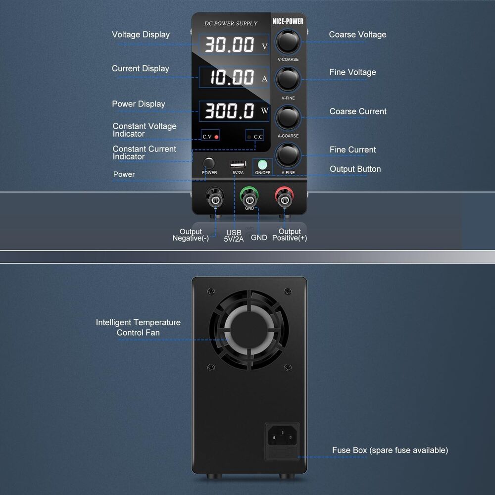 High-Performance 30V 10A DC Bench Power Supply