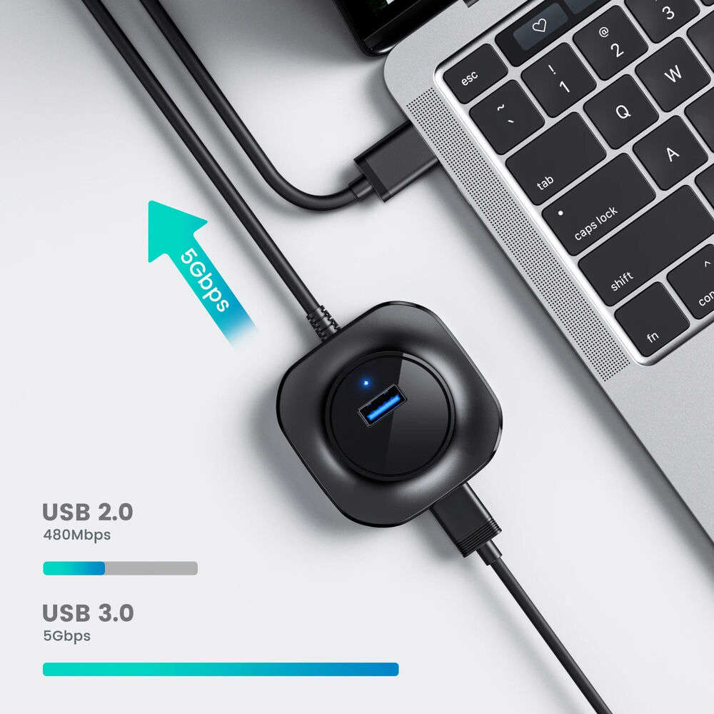 4-Port USB 3.0 Hub Splitter Adapter for Enhanced Connectivity
