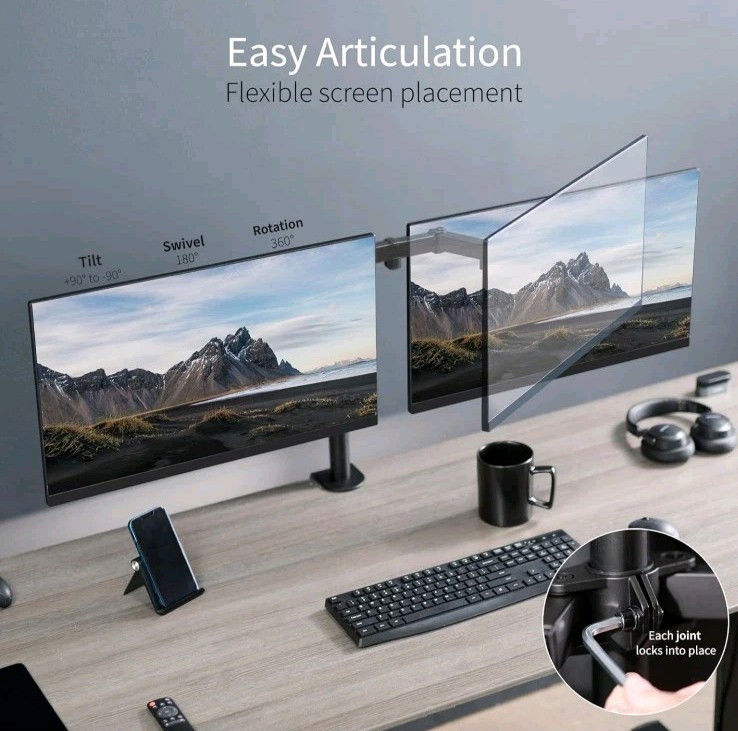 VIVO Dual Monitor Desk Mount - Premium Steel Stand for Ergonomic Workspace