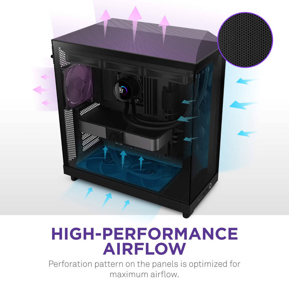 NZXT H6 Flow ATX Mid-Tower Gaming PC Case - Sleek Design, Optimal Cooling