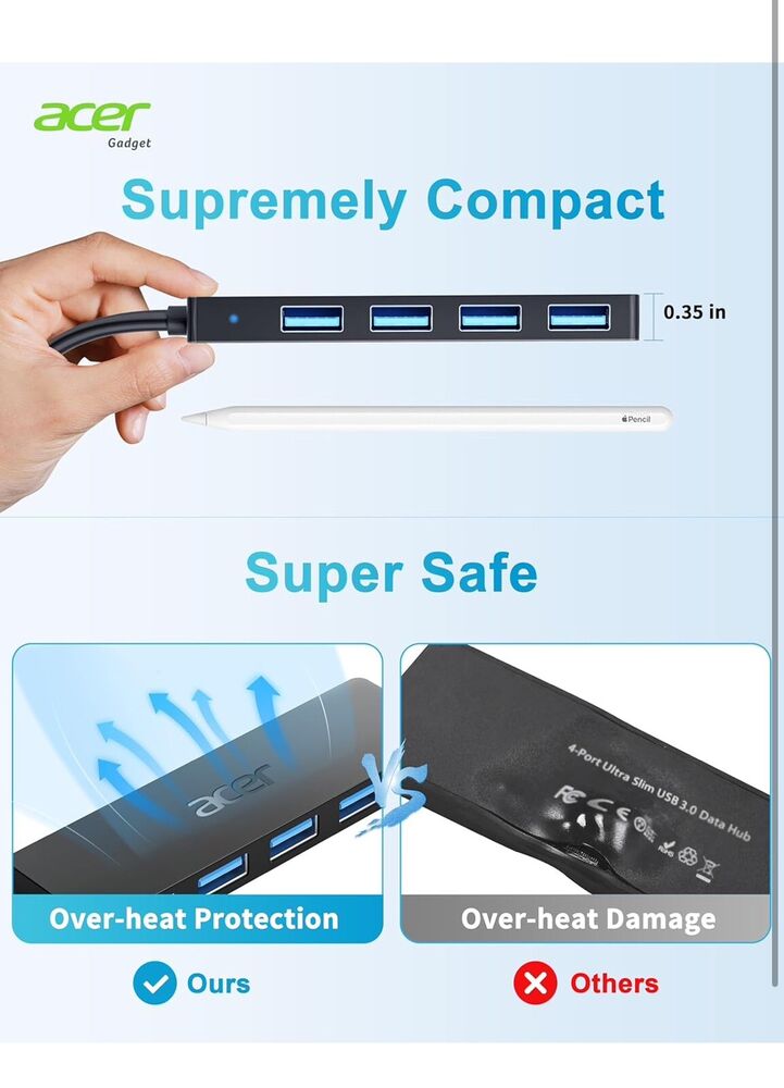 4-Port USB 3.0 Hub with USB-C Connectivity