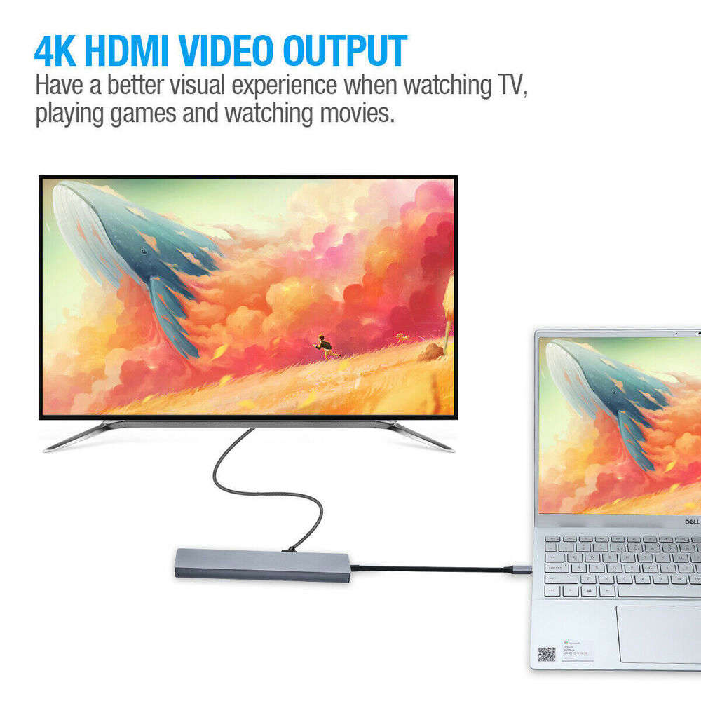 8-in-1 USB-C Hub Adapter with 4K HDMI, Ethernet, and USB Ports
